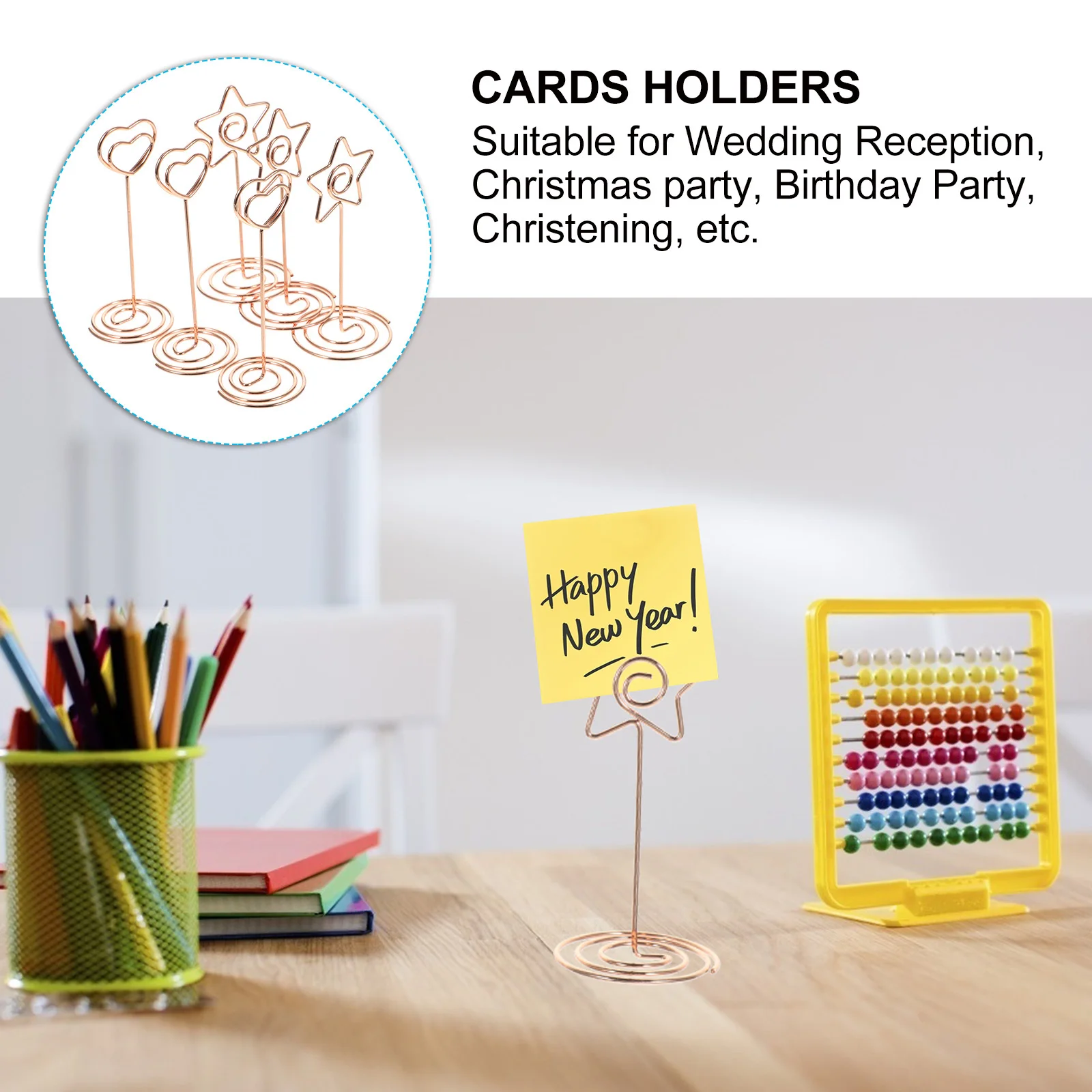 

6Pcs Cute Heart Shape Table Number Holders Name Card Stands for Wedding Party Office Photo Display Memo Clip Table Card Holders