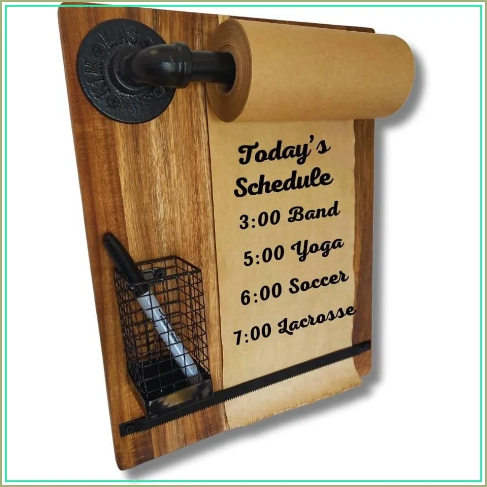 Wall Mounted Kraft Paper Dispenser - Rustic Kitchen Decor & Message Board