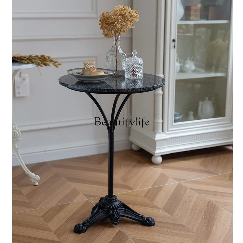 Marble milk tea shop wrought iron table living room balcony garden household small round table