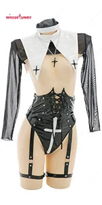 Women Lingerie Set Nun Suit Open Chest Body Shaper Bodysuit with Mesh Top and Stockings Lingerie Sleepwear Sexy Costumes