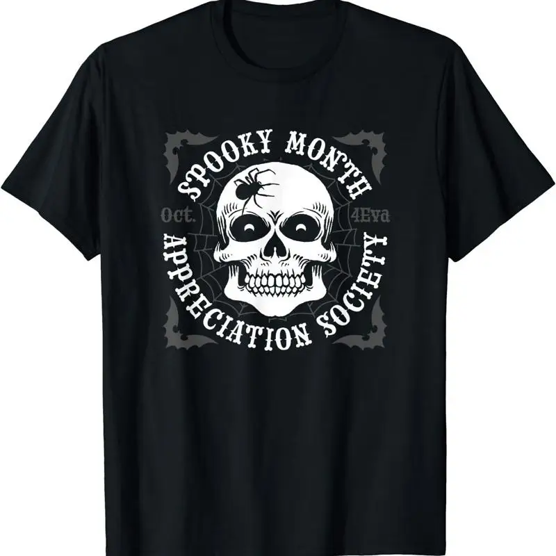 

New Limited Spooky Month Appreciation Society Skull October Halloween T Shirt