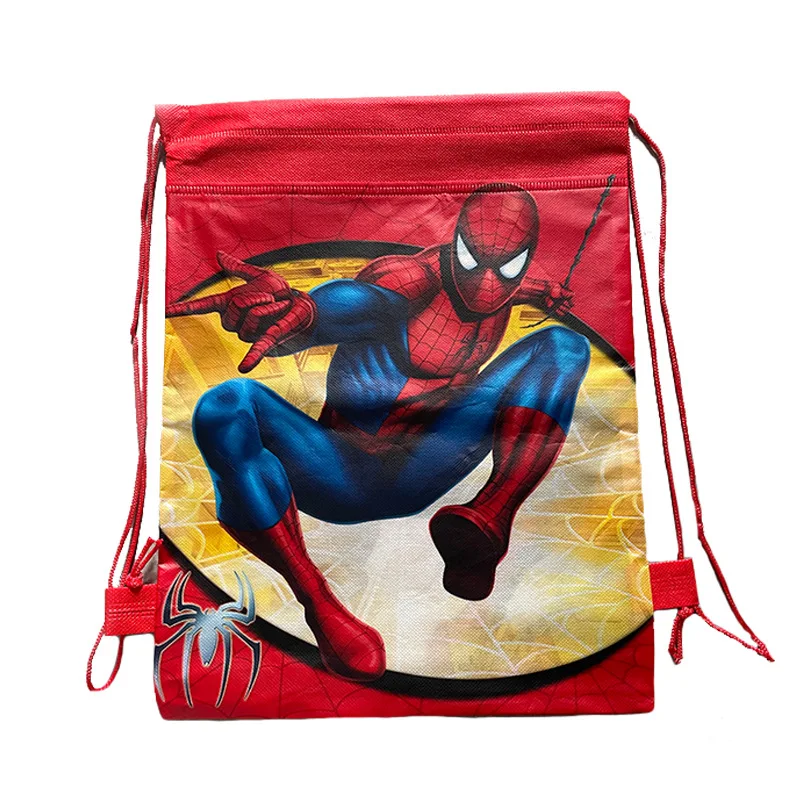 1/24pcs Marvel Red Spider Man Drawstring Backpack Party Accessories Blue Spider Man Candy Bag Gift Bag Halloween Stuffed Bag