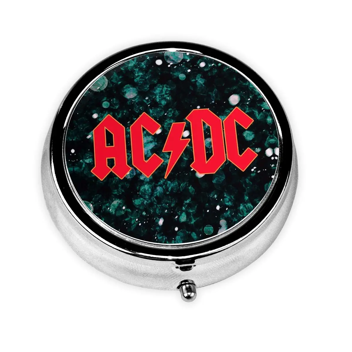 

AC DC Rock Roll Band Metal Pills Box Compact Heavy Metal Band Music 3-Compartment Pill Organizer Container Storage Box Travel