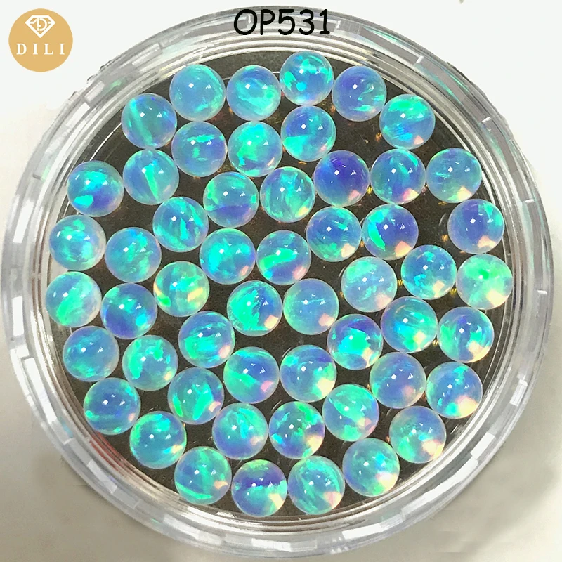 Free Shipping  2mm 3mm 4mm 5mm OP531 White Transparent Synthetic Ball Shape Jelly Opal Bead