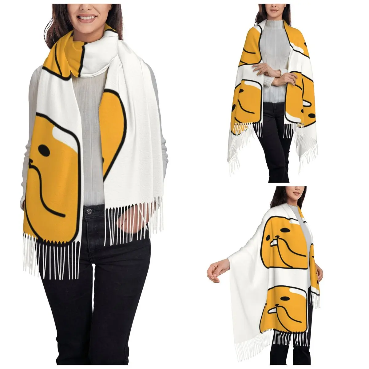 Picking Nose Gudetama Scarf for Women Warm Winter Pashmina Shawl Wrap Large Shawl Scarf Ladies