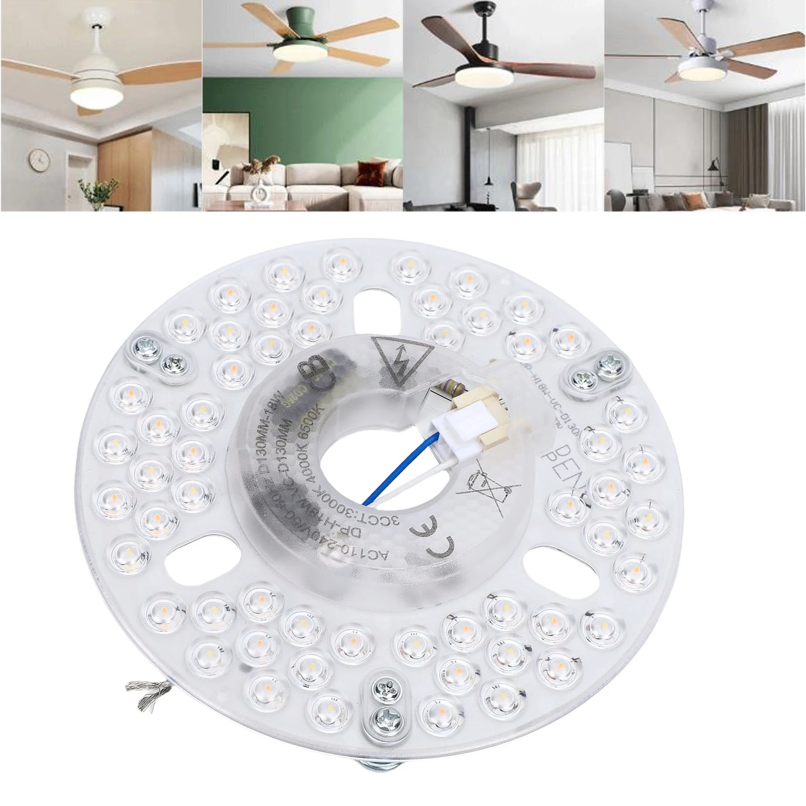 Ceiling Fan Light Replacement Panel Magnetic 18W 3CCT 3 Color Temperature Energy Saving Round Ceiling Fan Light LED Panel