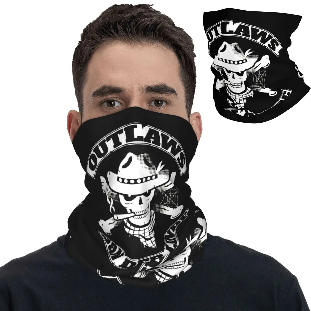 Outlaws Bandana Neck Gaiter Printed Wrap Scarf Warm Headwear Hiking for Men Women Adult All Season