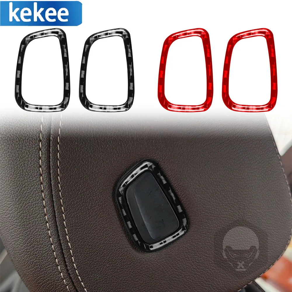 For BMW 5 Series G30 16-22 Carbon Fiber Seat Headrest Button Switch Adjust Cover Trim Frame Sticker Car Interior Accessories