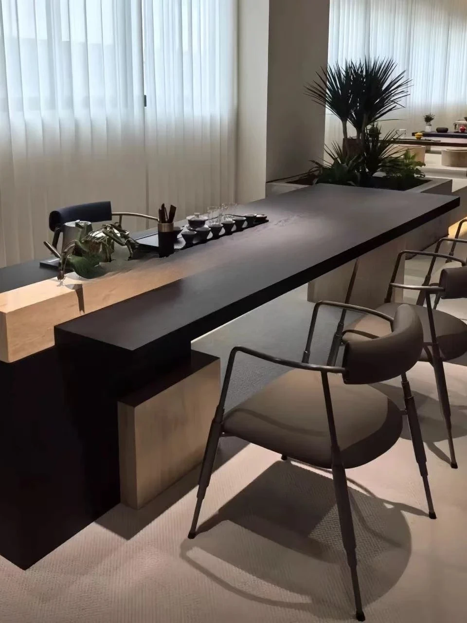Italian light luxury minimalist solid wood tea table villa reception boiling water integrated tea table