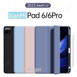 Funda con Portalápices para Xiaomi Pad 6 y 11, carcasa inteligente con encendido y apagado automático, para Redmi pad 10,6 y 10,61