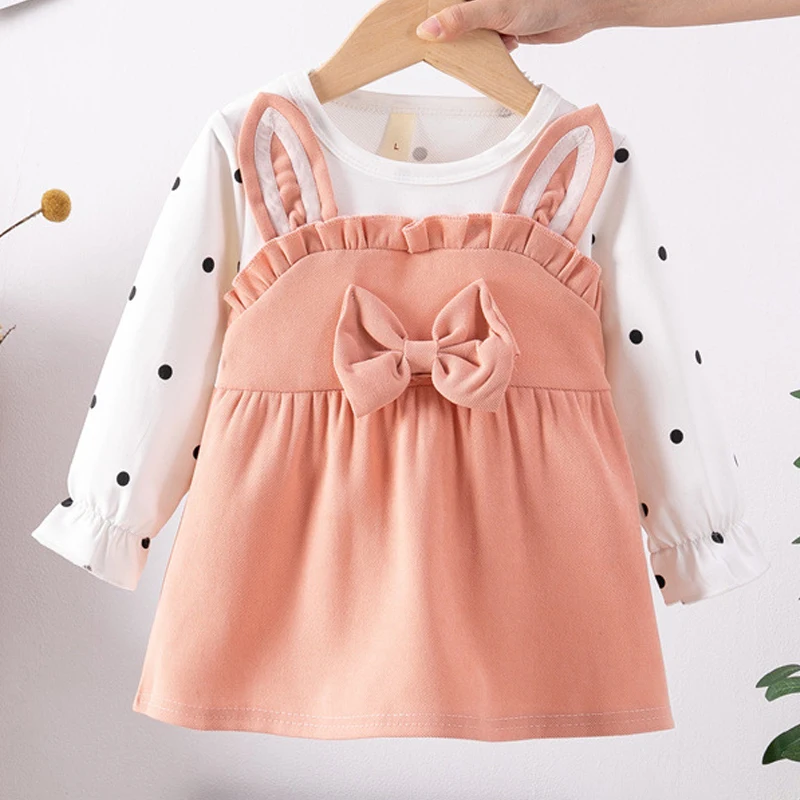 

0-4Y Baby Girl Dress Long Sleeve Bow Party Dress Princess Elegant Birthday Girl Costume Kid Girl Vestidos Children Clothes A1170