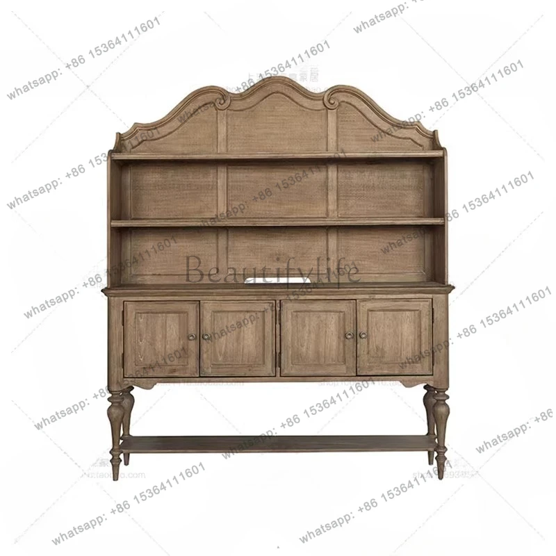 American rural antique storage cabinet storage French solid wood wall retro decorative cabinet