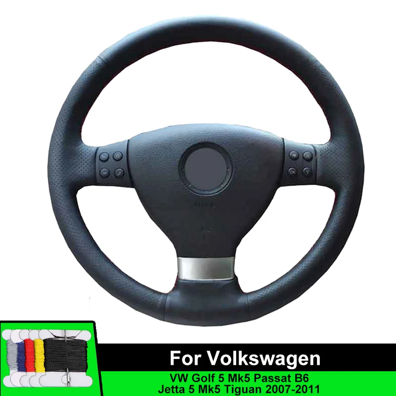 

Car Steering Wheel Cover For Volkswagen Golf 5 Mk5 Passat B6 Jetta 5 Mk5 Tiguan 2007-2011 Fiber leather Car Steering Wrap
