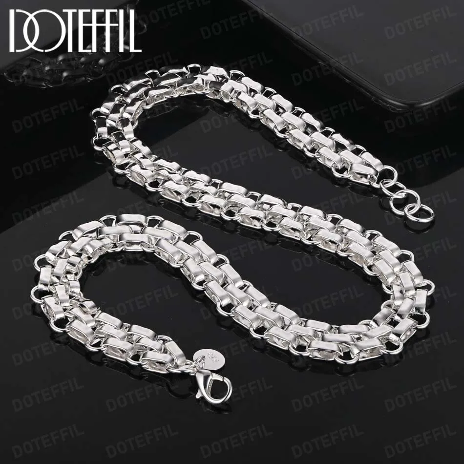 

DOTEFFIL Lnterlocking Circle Necklace Chain 925 Sterling Silver For Women Fashion Charm Wedding Engagement Jewelry