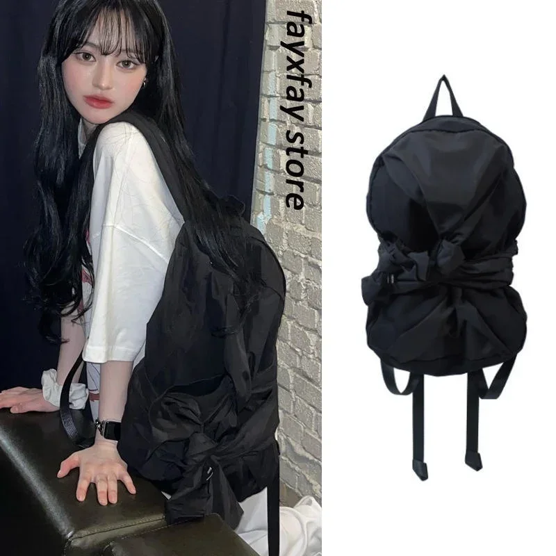 Mochila japonesa Harajuku con lazo anudado para mujer, mochilas escolares de moda para mujer, mochilas de viaje de alta capacidad para niña