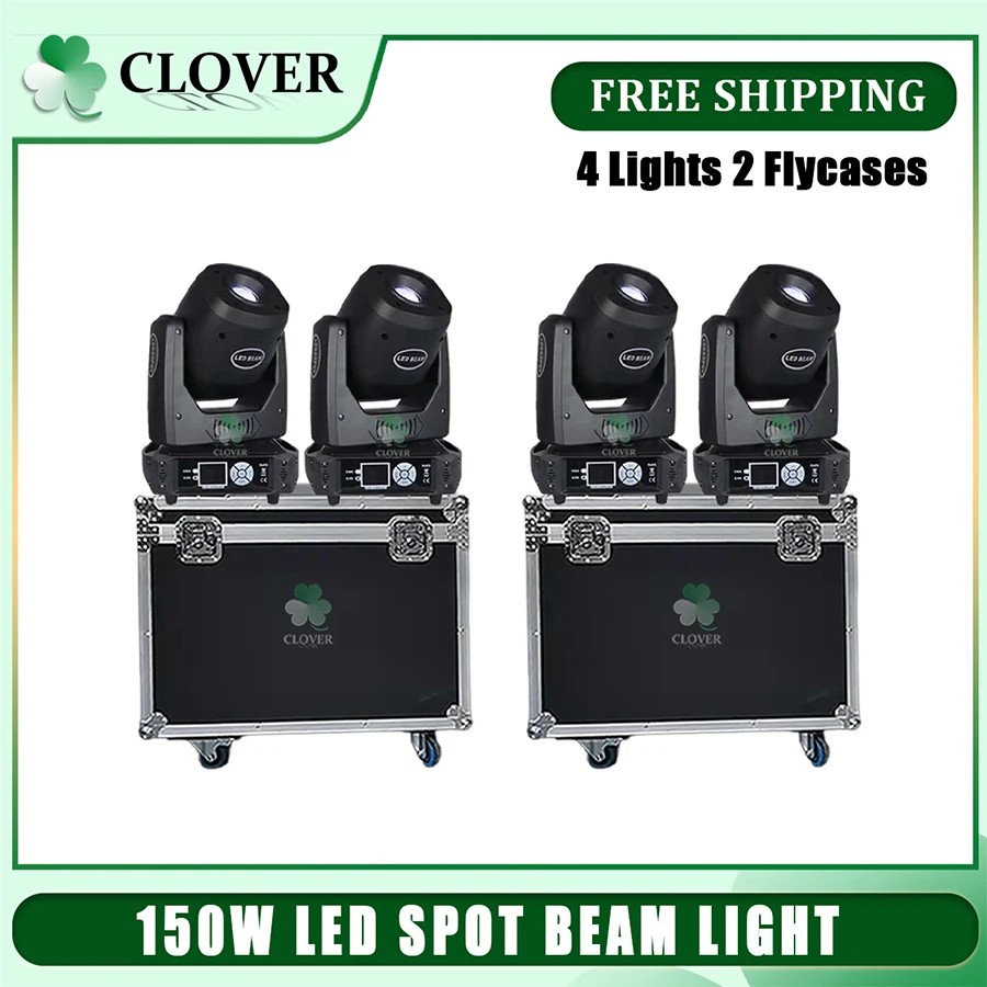 

No Tax 4Pcs LED 150W Beam Gobo Moving Head Stage Light Effect 3 Or 8 Prism DMX512 For Pattern Light KTV DJ With 2Flycases