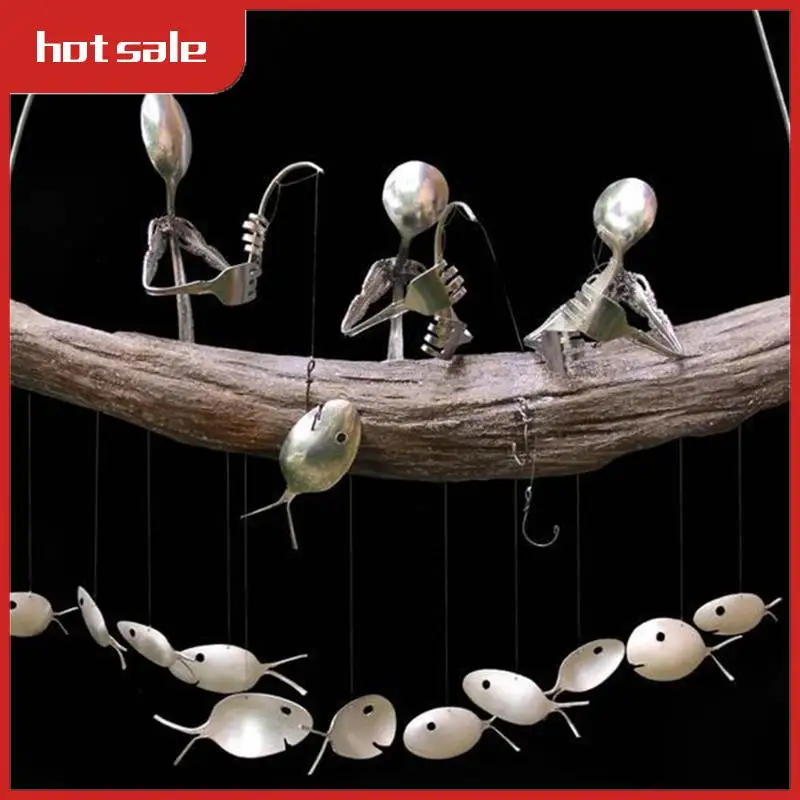

A74P-Handcrafted Fisherman's Spoon Fish Sculpture Wind Chime Spoon Fish Sculptures Windchime Outdoor Home Garden Decor