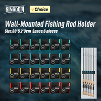 Kingdom Rod Display Rack 6 Holes Wall-mounted Fishing Rod Holder Bracket Simple Vertical Display Fixed Frame For Rod Storage