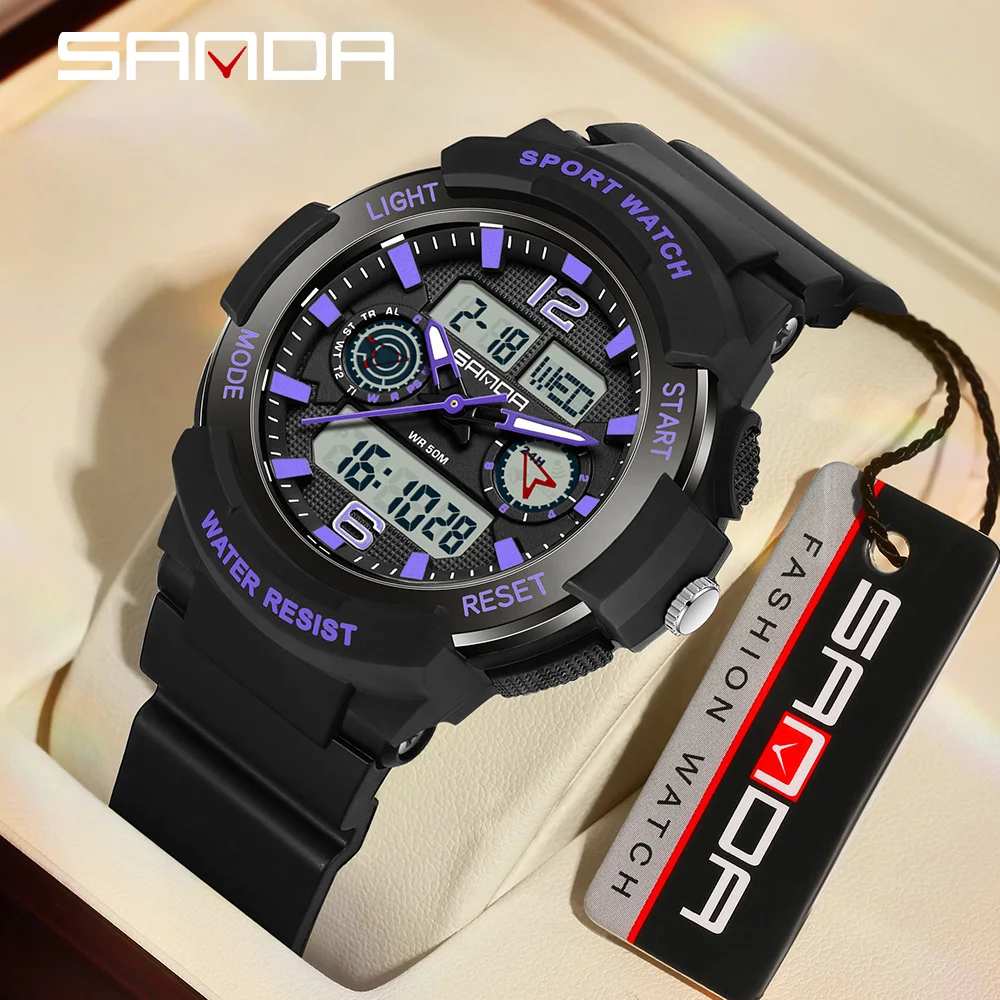 SANDA Brand 6188 New Student Electronic Watch Outdoor Sports Multi functional Fashion Student Waterproof Electronic Watch 2026