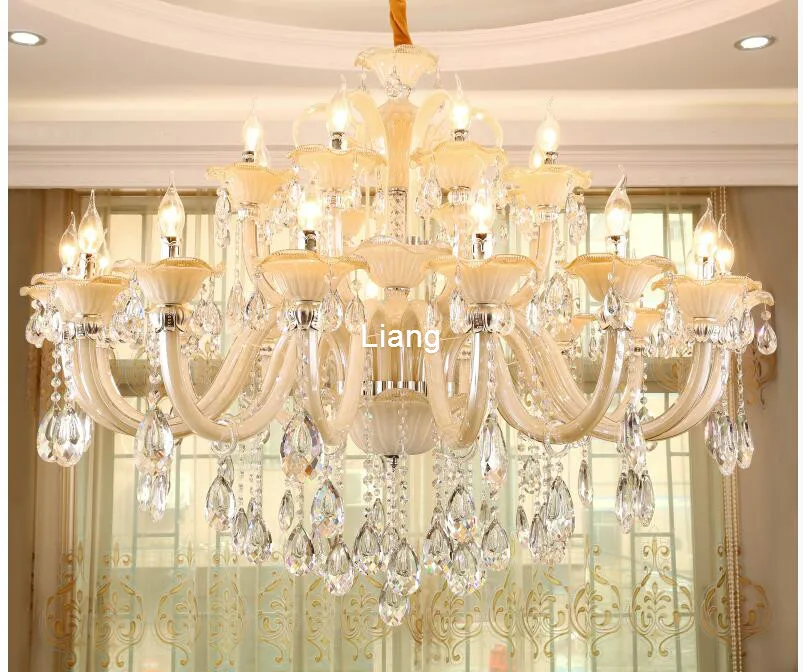 Free Shipping Modern Crystal Chandelier European White Crystal Chandelier 24arm Optional Lustres De Cristal Chandelier Lighting