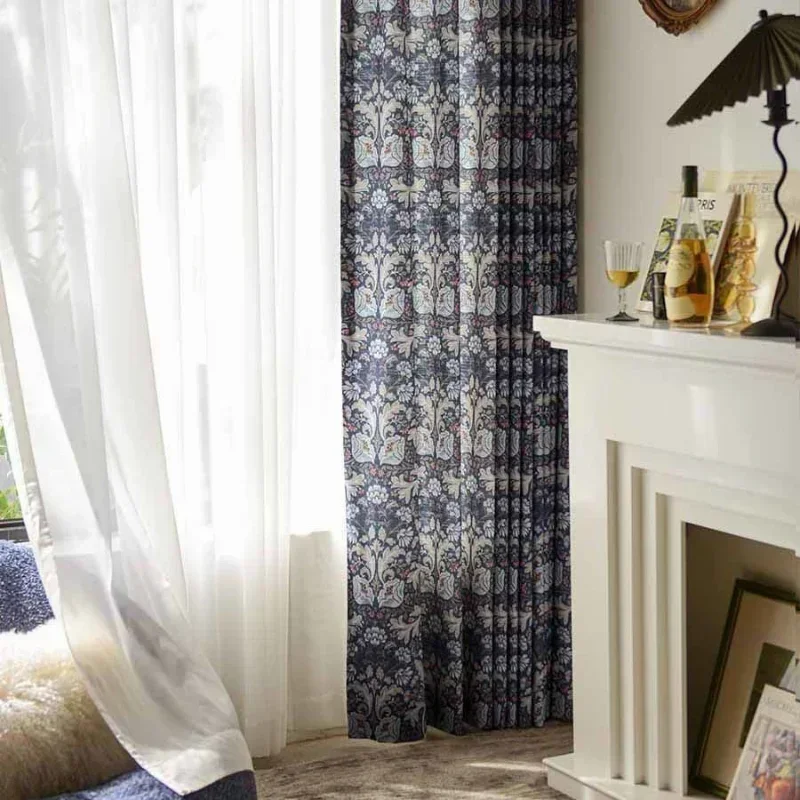 

Embroidered Custom Size Printing Pattern Natural Flower Curtain Sun Shading Window FabricThe Living Room Study Shading Curtain