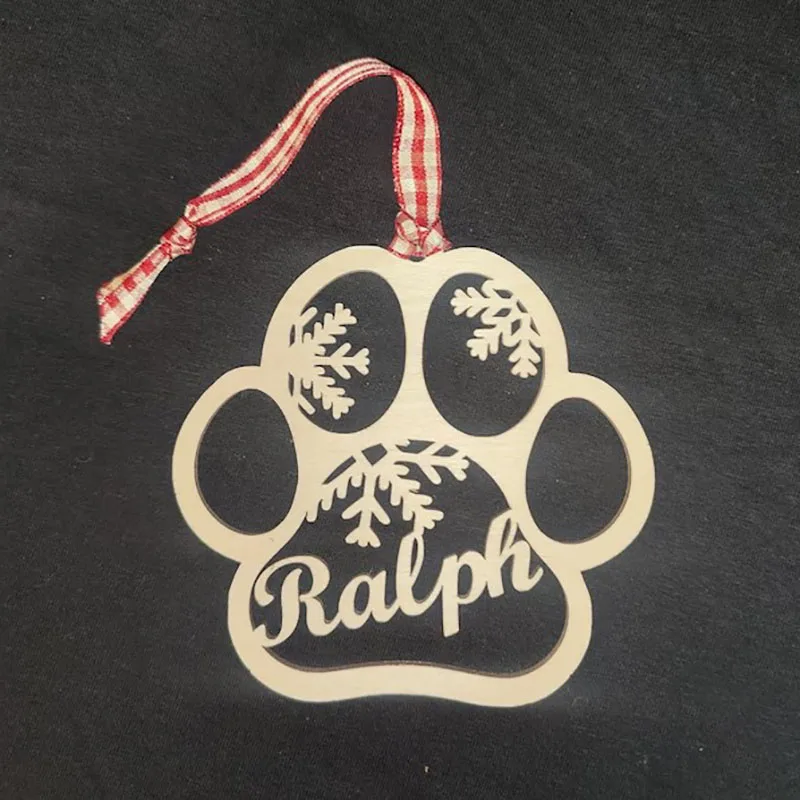 Vintage Christmas Cat Paw Ornament Personalized Different Name Wooden Paw Ornament Custom Name Hanging Pendants New Year Gift