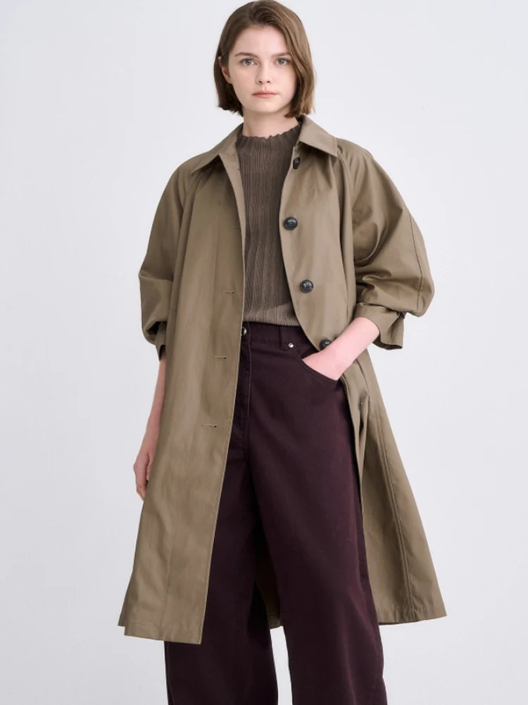 

Модная корейская ветровка Sle Long Sve Jaet, свободная посадка, повседневная утягивающая верхняя одежда с отложным воротником для женщин