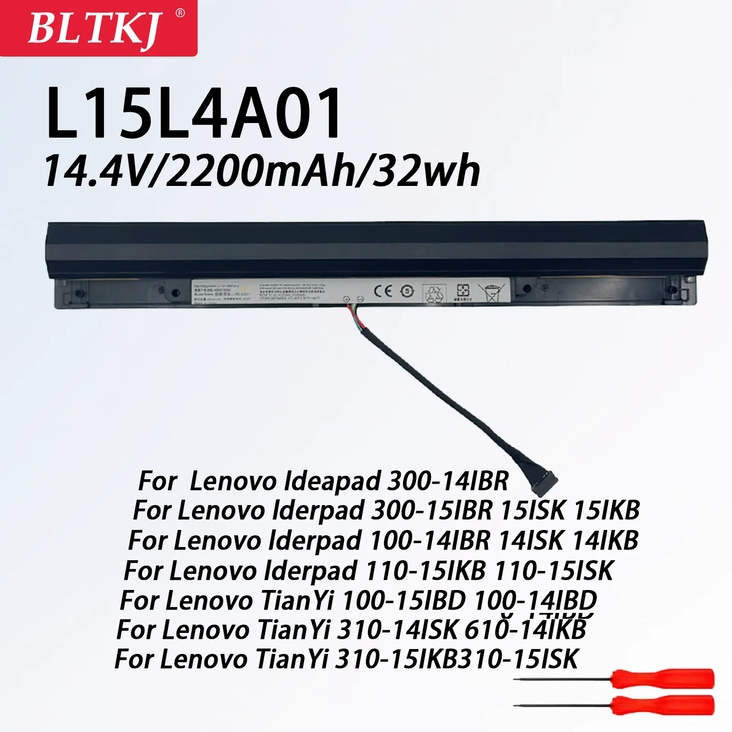 NEW L15L4A01 Battery for Lenovo Ideapad V4400 300-14IBR 100-15IBD 110-15ISK 300-15IBR 300 15ISK L15L4E01 L15S4E01 41NR19/65