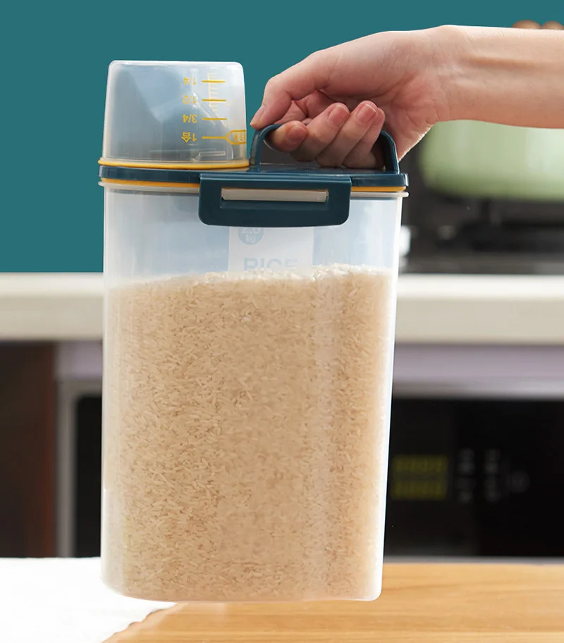 1.5-3L Powder Storage Box Plastic Kitchen Rice Grains Container Bathroom Laundry Powder Detergent Case With Pour Mouth