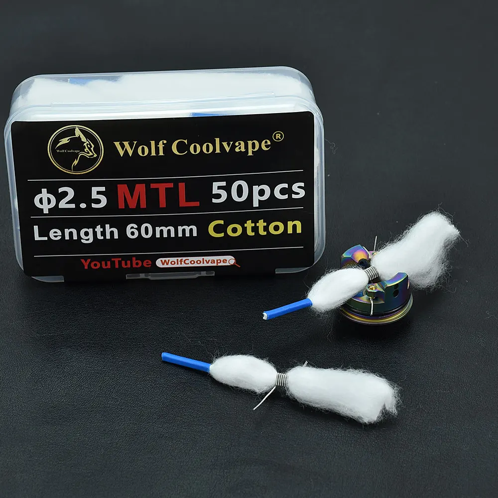 Wolf-bobina de malha para cigarro eletrônico organic, algodão orgânico, bacon, bacon, coil, para pack da, pack, pacote com 10 ou 50 peças