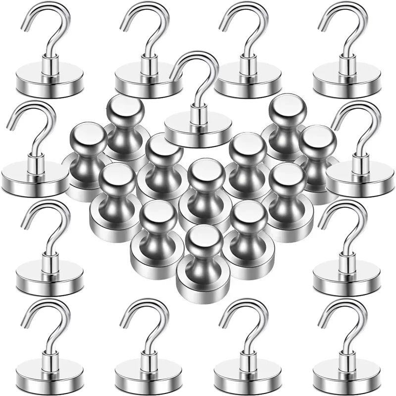 16mm Heavy Duty Neodymium Magnet Strong Magnetic Metal Hooks Push Pins for Kitchen Refrigerator Office Multi Functional Storage
