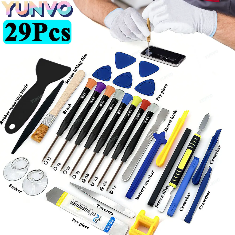 29Pcs in 1 Mobile Phone Screen Repair Tools Phone Repair Tool Kit Opening Prying Tool Kit Repair Tool Phone Repairing Kit Tablet
