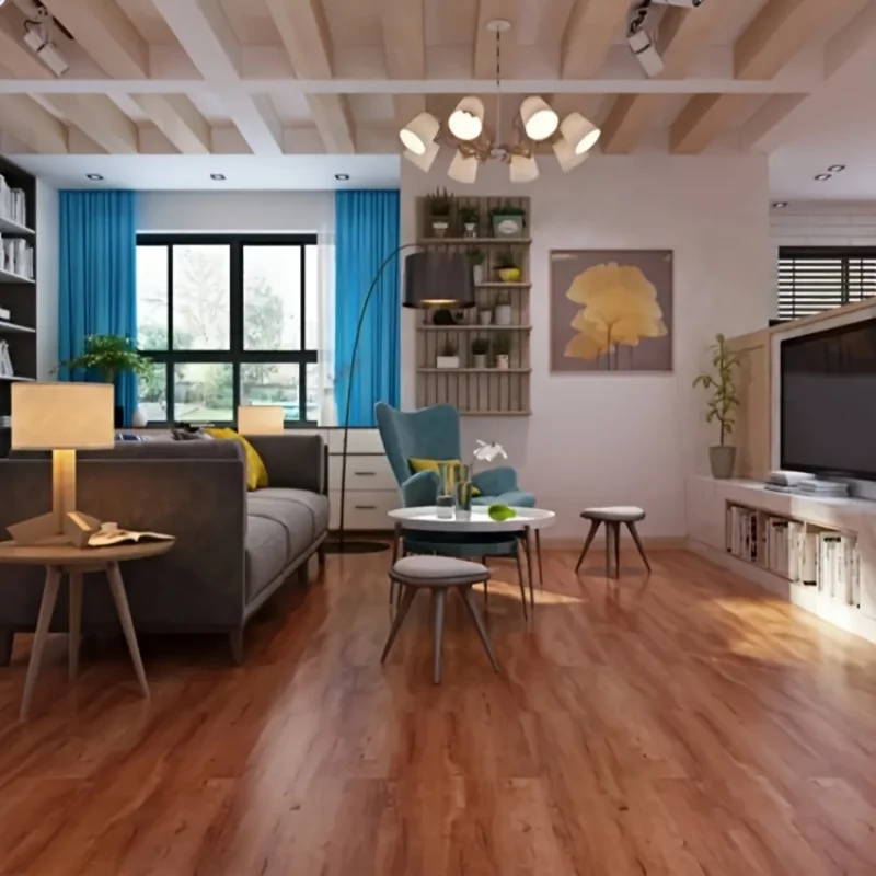 Faux Wood Grain Floor Stickers Self Adhesive Waterproof Wear-resistant Peel and Stick Wallpaper for Kitchen Living Room Decor