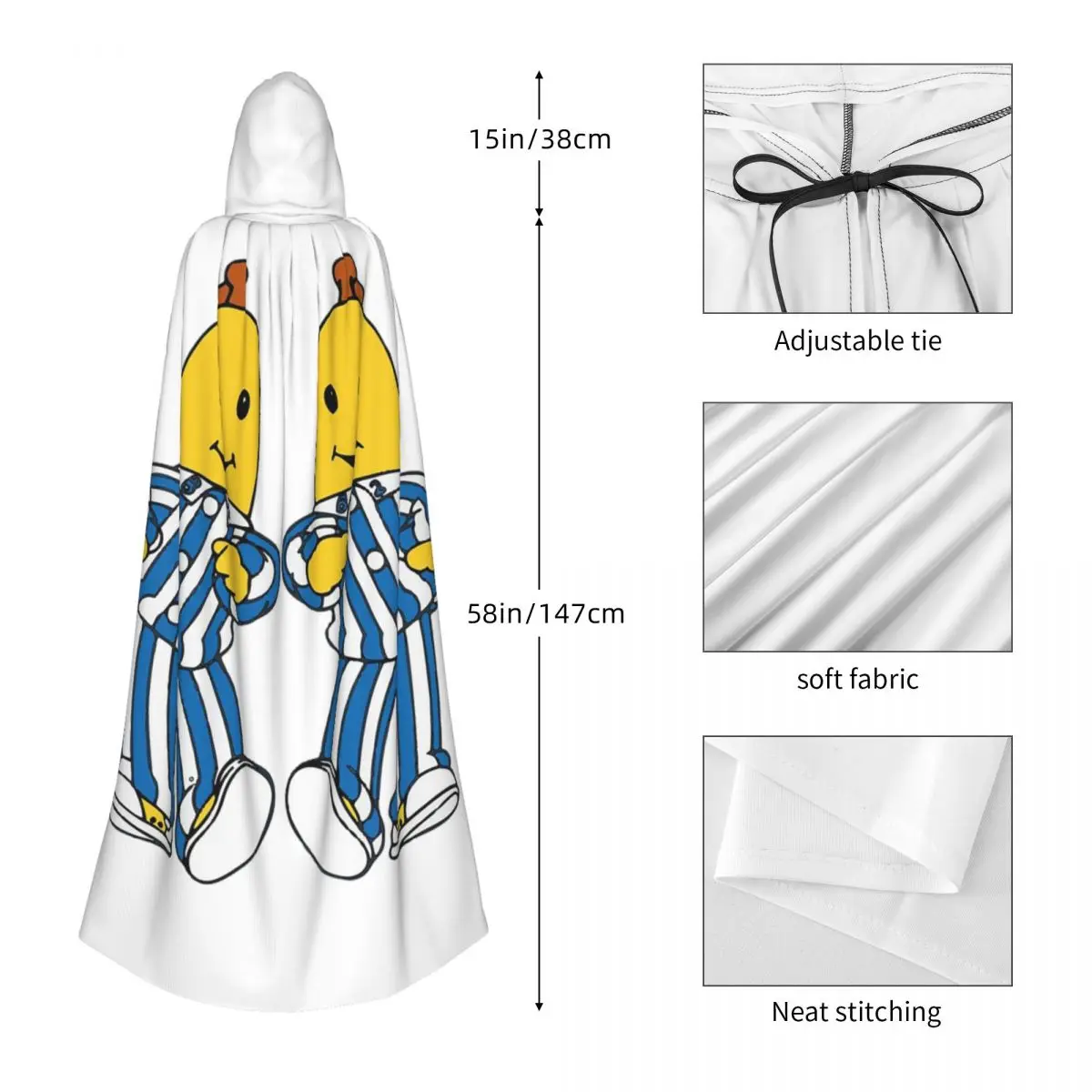 Bananas In Pyjamas Best Friend Long Hooded Cloak Witch Medieval Costume Cosplay Cape HalloweenCoat Adult Unisex view 5