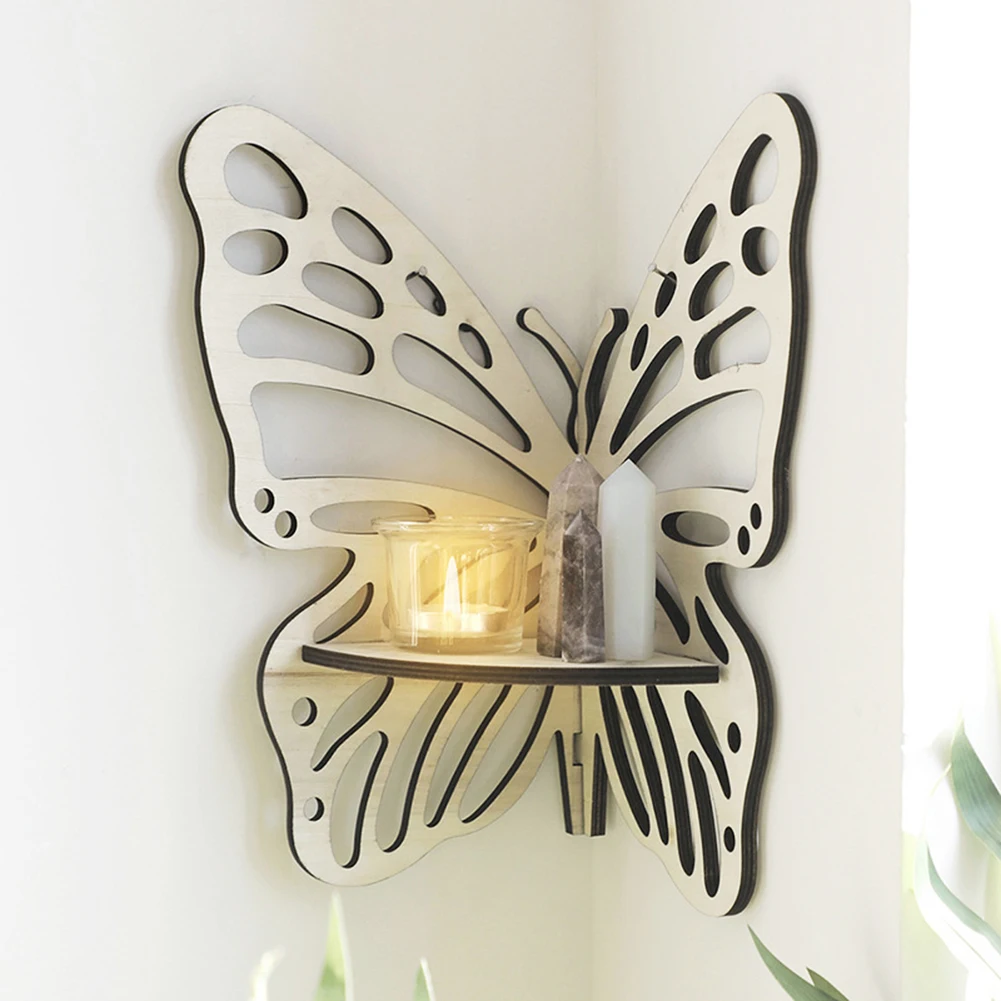 

SWEETHOME Display Shelf Butterfly Corner Shelf Wood Floating Shelf Display Shelf For Bedroom Bathroom Kitchen Office Living Room