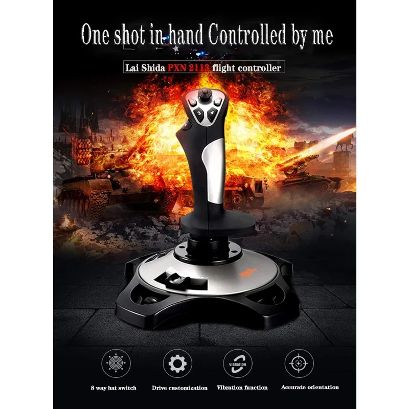 Flight simulator controls 2113 pc flight joystick controls with Vibration Function and Throttle Controls Wired Flight Stick