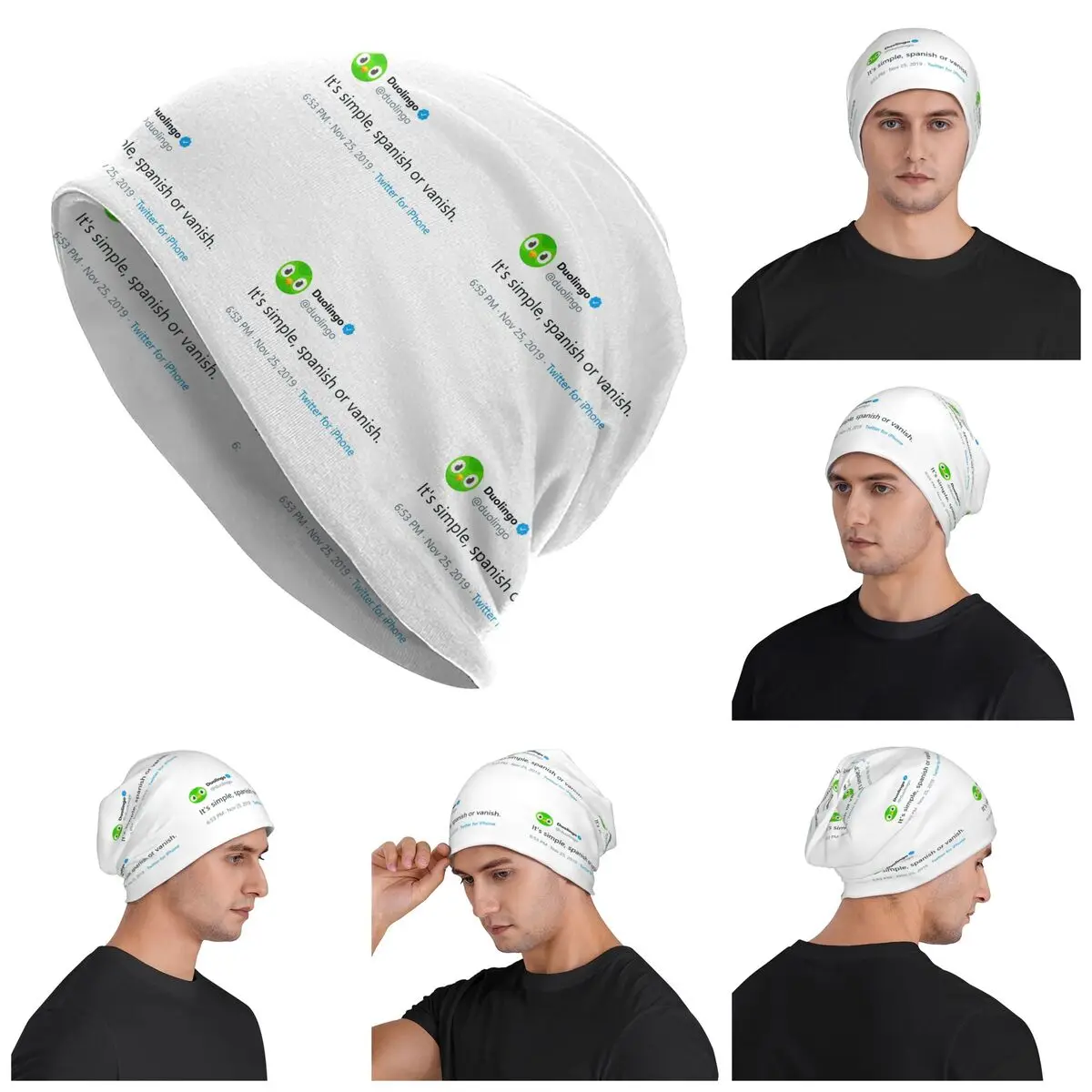 Evil Duolingo Owl Tweet Meme Skullies Beanies Hats Warm Autumn Winter Outdoor Cap Knitted Bonnet Caps for Men Women Adult