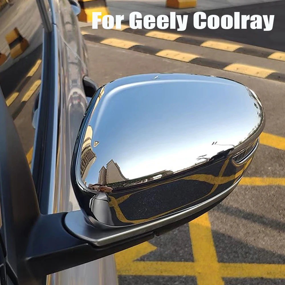 

2PCS High quality Rearview Mirror Cover Cap Carbon Fiber / Silver For Geely Coolray 2018 2019 2020 2021