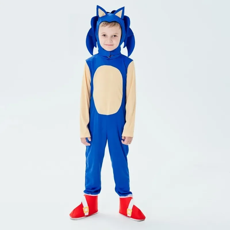 

ZA01 Game Bodysuit Sonicss Cosplay Costume Halloween Children's Hedgehog Zentai Cos Party Anime For Boys Girls Performance CZa0@