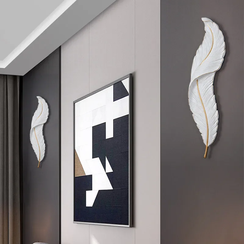 Nordic Modern LED Wall Lamps Remote White Feather sconce TV Background Wall Light Home Bedroom Living Room Mount bracket light