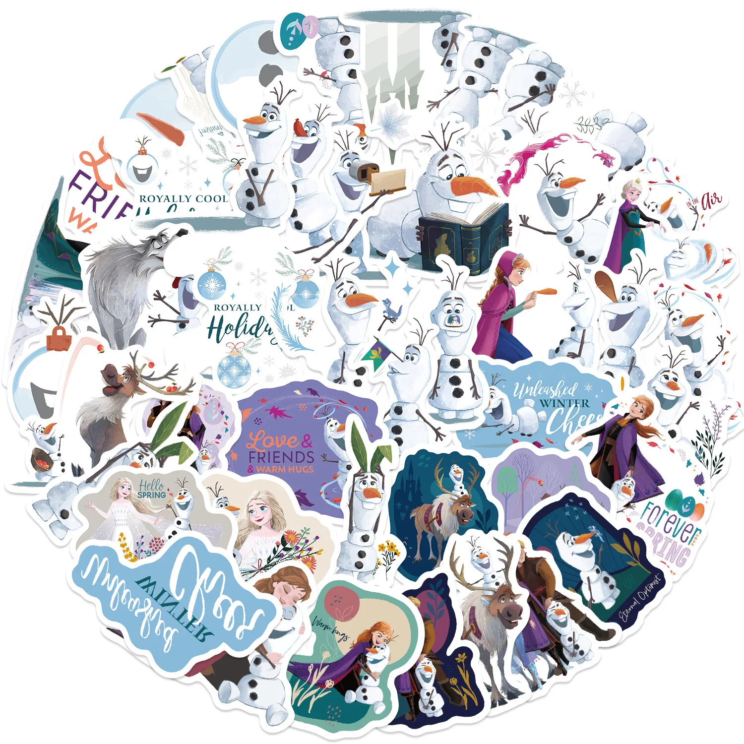 

50pcs Frozen Cartoon Graffiti Stickers Waterproof Diy Decals For Phone Ipad Water Bottle Notebook Skateboard Luggage Car Decor