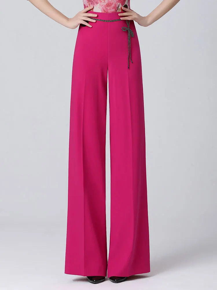 กางเกงเต้นรำผู้หญิงแดนโบโลสีม่วงแดงสำหรับซัมบ้า กางเกงเต้นรำสมัยใหม่ระดับไฮเอนด์ ทรงขากว้าง ชุดออกกำลังกาย ชุดกีฬา ชุดเต้นรำละติน