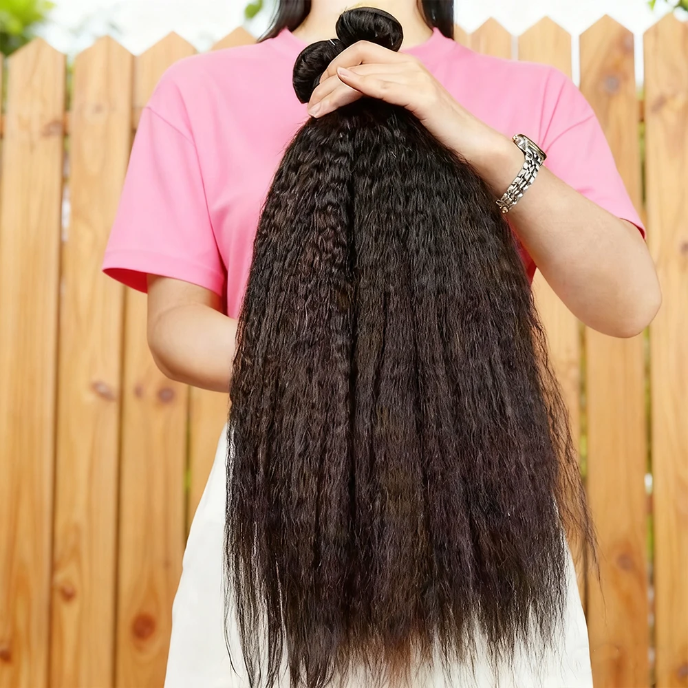 Kinky Straight Human Hair Bundles 2/3/4 Pcs 8-30inches 100Grams Per Bundle Hair Weaves Sew-in Hair Extensions Virgin Unprocessed Jerry Curly Human Hair Extension Top Quality Wholeasle Double Weft
