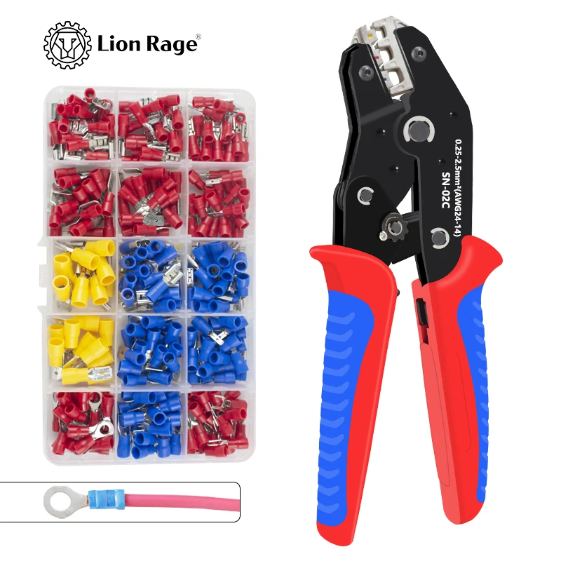 Mini crimping tool SN-02C 102/280PCS terminal crimping pliers U-shaped Y-shaped connector (0.25-2.5mm ²) AWG24-14 crimping kit