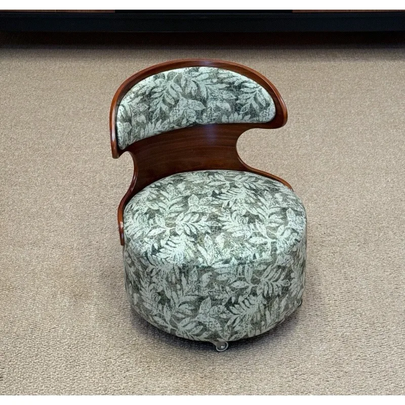 

Mid-Century Modern Solid Wood Swivel Chair - Ergonomic Sculptural Back Rotating Stool Vintage Single Seater Accent Chair