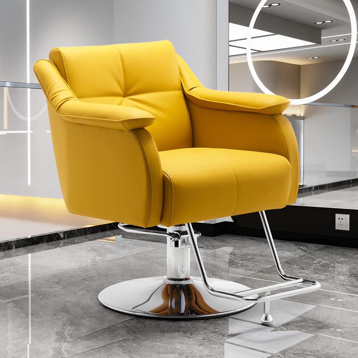 Rotating Lifting Feature Simple Design New Special Beauty Device for Hair Dyeing Perming Stainless Steel Salon Barber Chair