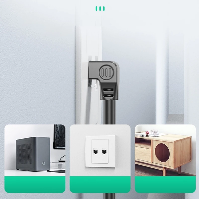 효율적인 배선을 위한 각진 커넥터가 있는 Cat5e 이더넷 케이블 네트워킹 와이어