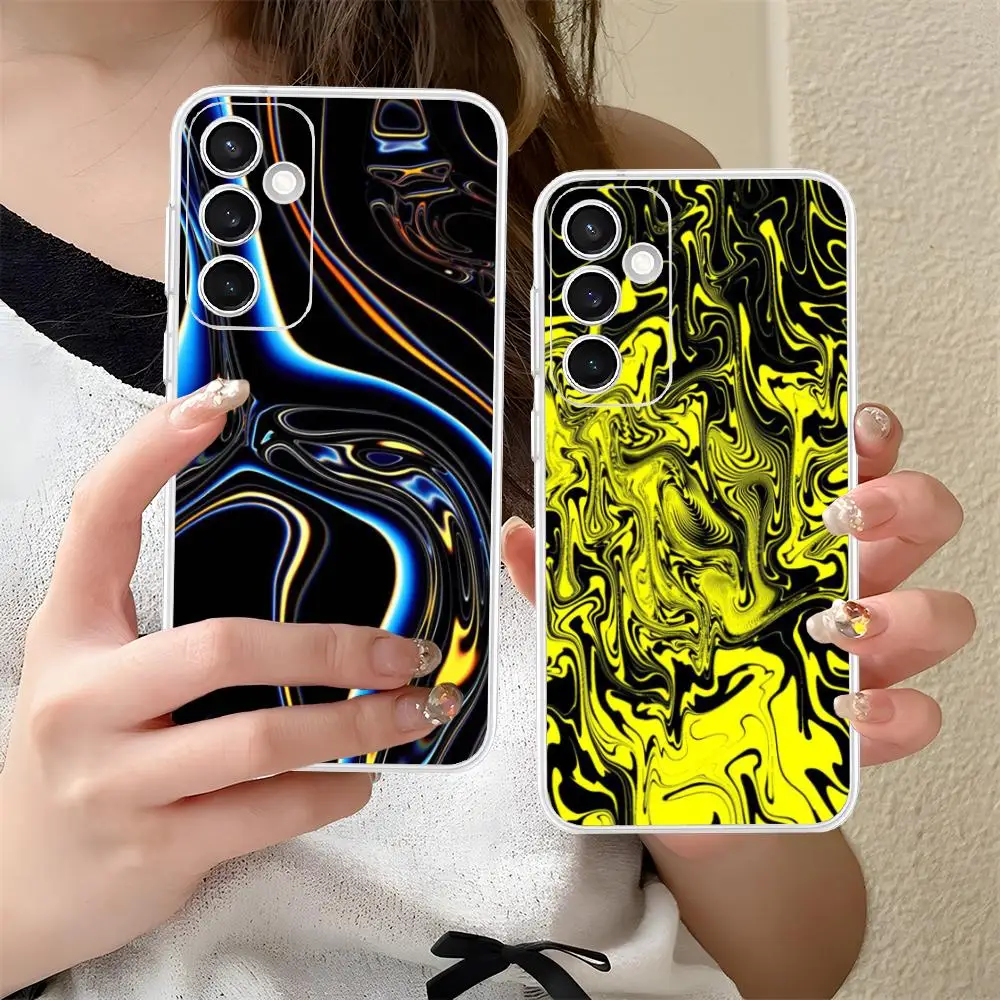 Curved Art Painting Phone Case for Samsung Galaxy S25 S24 S23 S22 S21Plus FE Ultra Soft TPU Clear Shockproof Cover