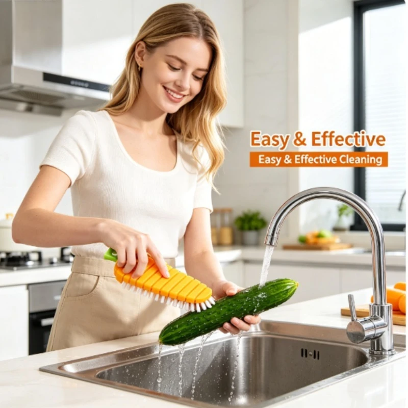 Flexible Fruit Vegetable Cleaning Brush, Multifunctional Kitchen Scrubber for Washing Carrots, Cucumbers & Produce