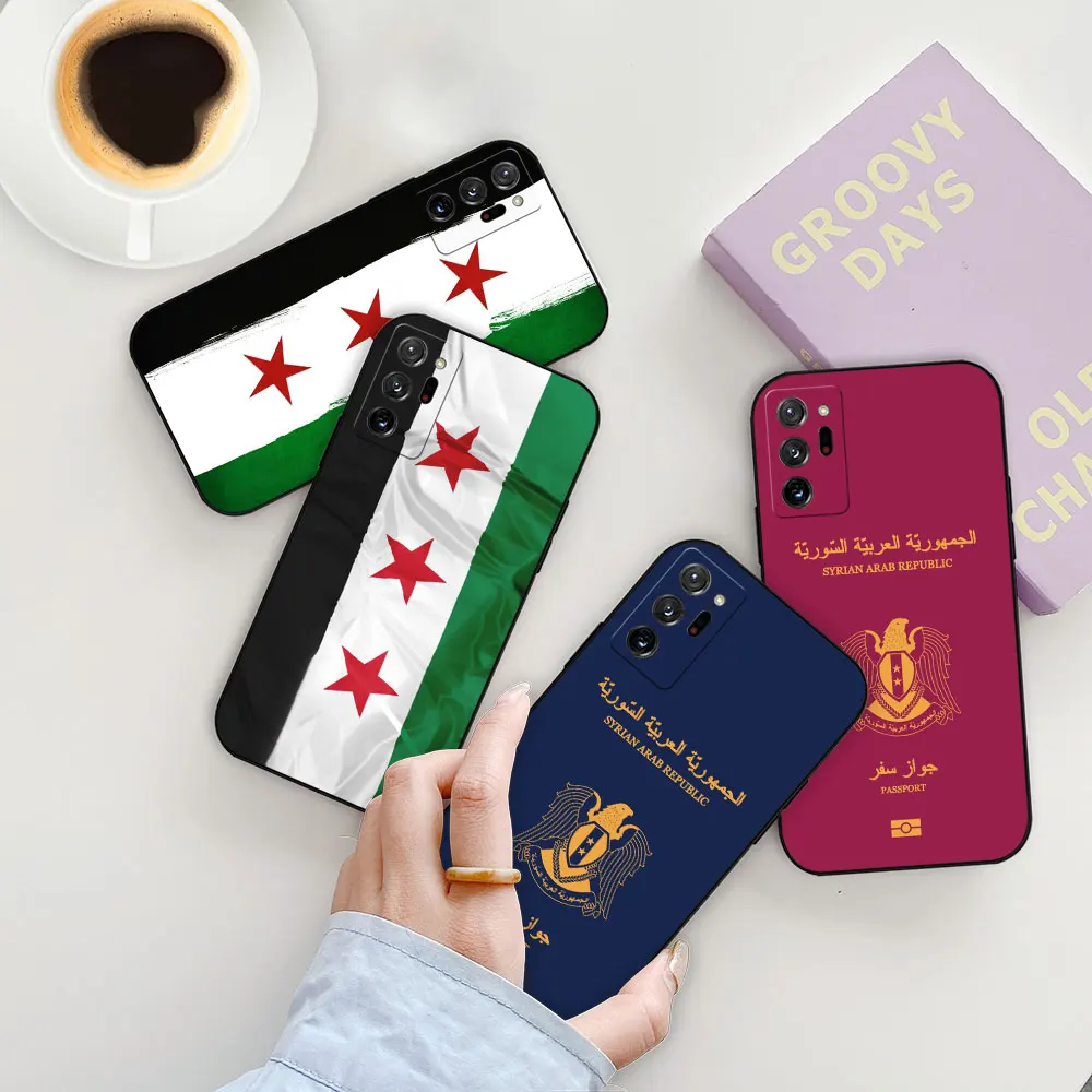 Syrian Revolution Flag Passport Case For Samsung Galaxy Note 20 10 Ultra Plus A30 A24 A23 A22 A21S A20S A14 A13 A12 Black Cover